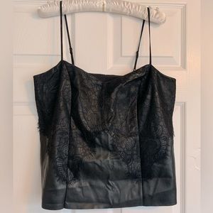 NWT Express black faux leather and lace corset top size medium